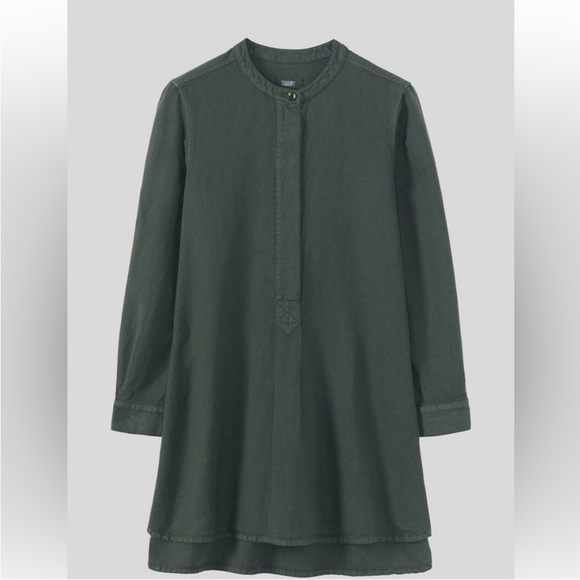 TOAST UK Elena Tunic Shirt Cotton Linen 4 Dusted Khaki Olive Green Lagenlook - Picture 1 of 10